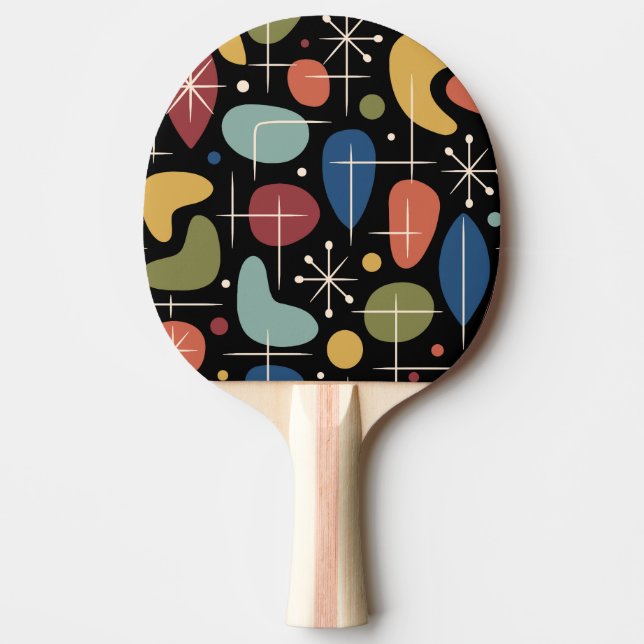 Mid Century Modern Stjärnknopp Mönster Pingisracket (Framsidan)