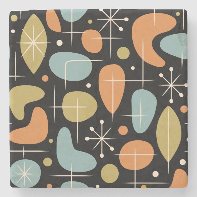 Mid Century Modern Stjärnknopp Mönster Stenunderlägg (Framsidan)