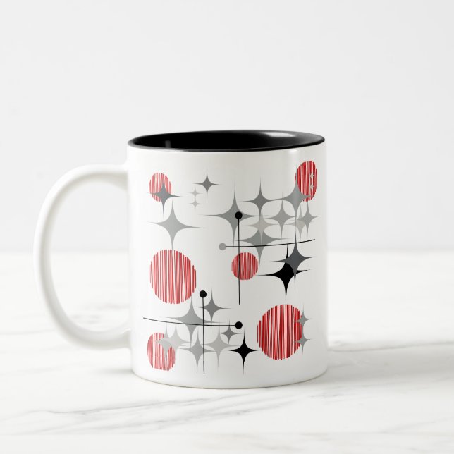 Mid Century Modern Stjärnspäck och klot Två-Tonad Mugg (Vänster)