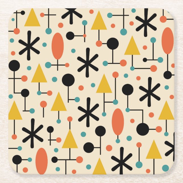 Mid Century Modern Stjärnspridningsmönster Underlägg Papper Kvadrat (Framsidan)