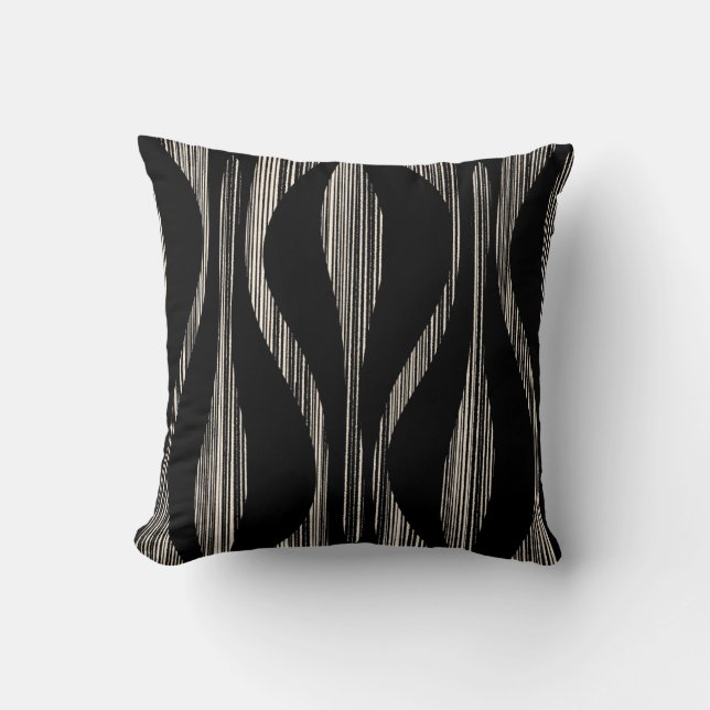 Mid Century Modern Stripe Lounge Mönster Black Kudde (Framsida)
