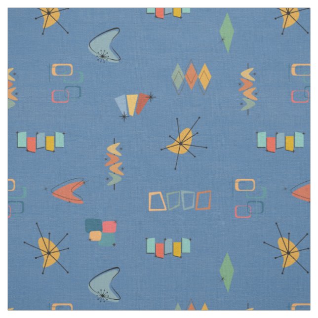 Mid Century Modern Strukturerad Blå Tyg (Provkarta)