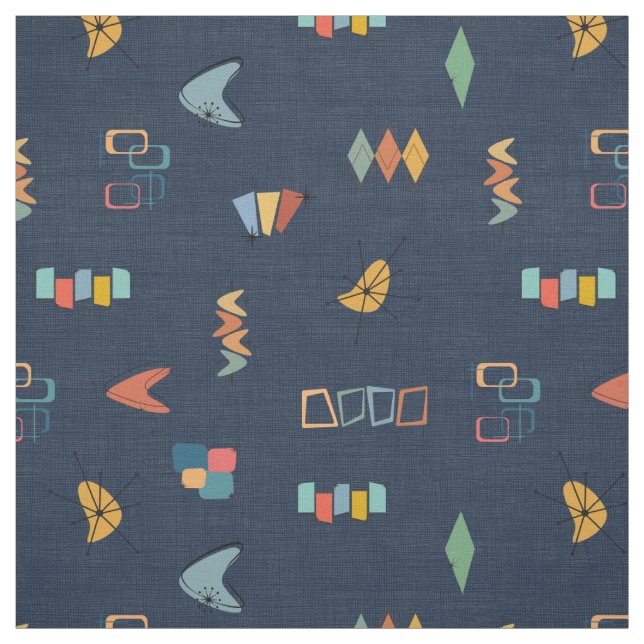 Mid Century Modern Strukturerad Marinblå Tyg (Provkarta)