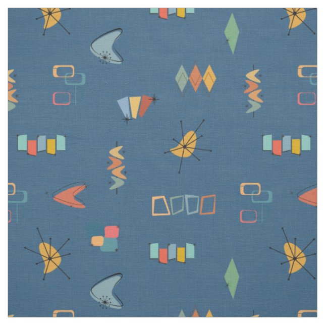 Mid Century Modern Strukturerad Mörk Azurblå Tyg (Provkarta)