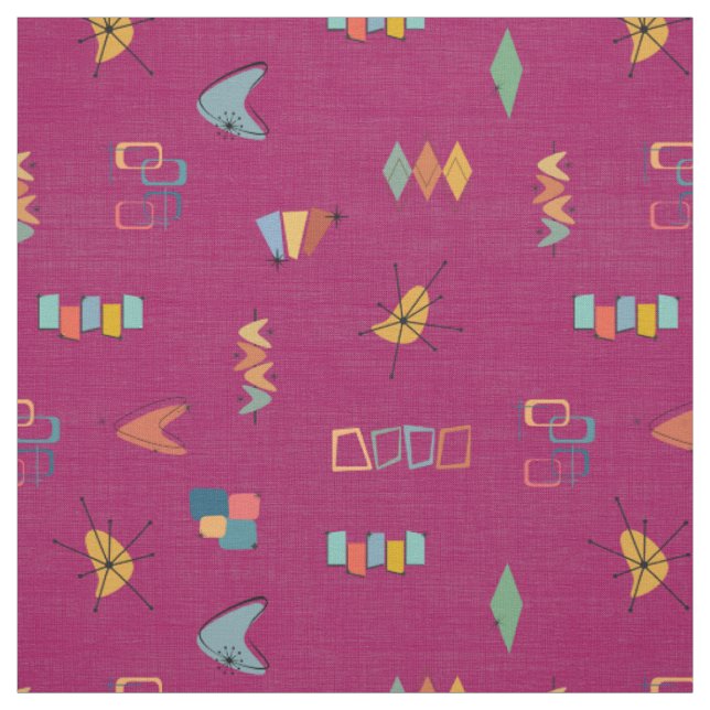 Mid Century Modern Strukturerad Mörk Rosa Tyg (Provkarta)