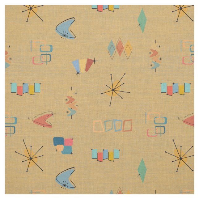 Mid Century Modern Strukturerad Senap Tyg (Provkarta)