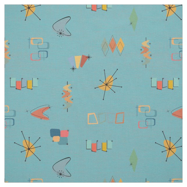 Mid Century Modern Strukturerad Turkos Tyg (Provkarta)
