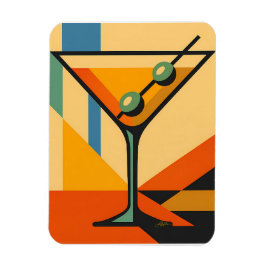Mid Century Modern Sunrise Bauhaus Martini Magnet