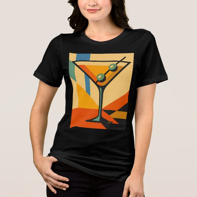 Mid Century Modern Sunrise Bauhaus Martini T Shirt (Framsida)