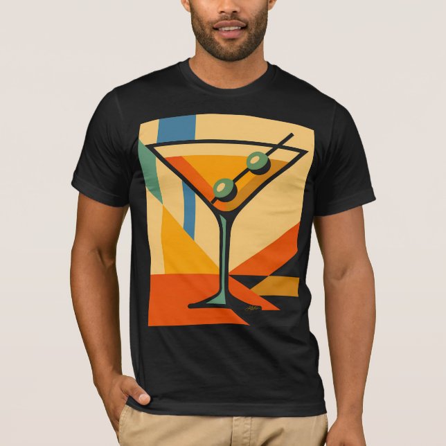 Mid Century Modern Sunrise Bauhaus Martini T Shirt (Framsida)