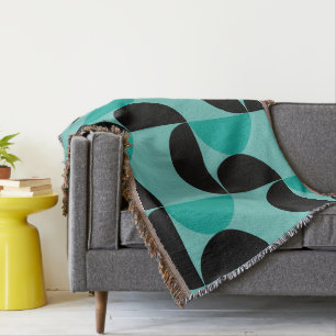 Mid-Century Modern svart och mint kast Filt