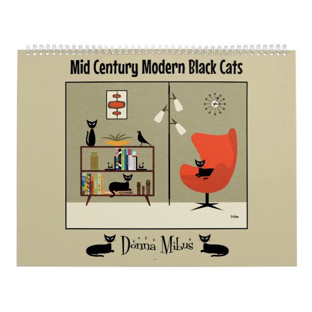 Mid Century Modern Svarta katter Kalender (Omslag)