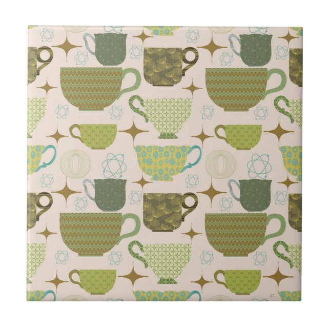 Mid Century Modern Tekopp Kakelplatta (Framsidan)