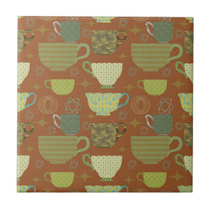 Mid Century Modern Terracotta Brown Tekopp Kakelplatta