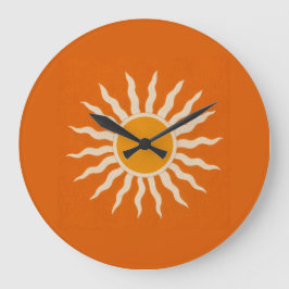 Mid-Century Modern Terracotta Sunburst Clock Stor Klocka