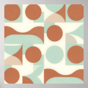 Mid Century Modern Terrakotta Abstrakta Former Poster