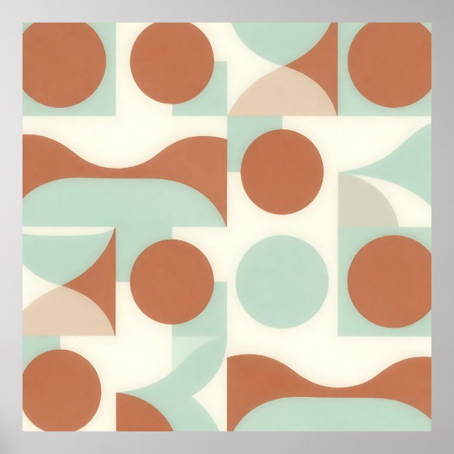 Mid Century Modern Terrakotta Abstrakta Former  Poster (Framsidan)