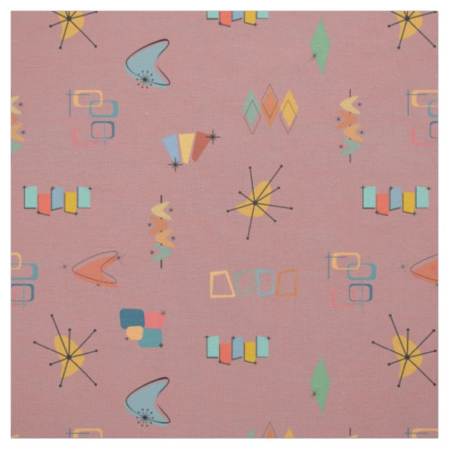 Mid Century Modern Texturerad Dammig Mörk Jordgubb Tyg (Provkarta)