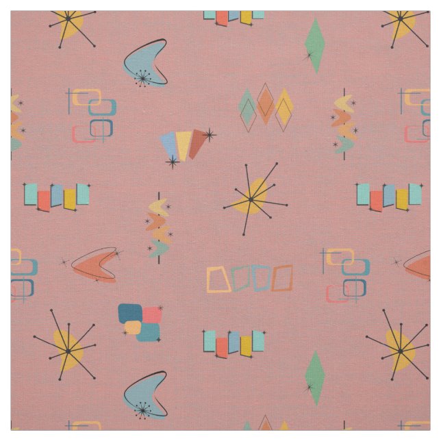 Mid Century Modern Texturerad Dammig Persika Tyg (Provkarta)
