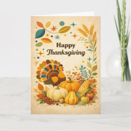 Mid Century Modern Thanksgiving Turk Utsäde Kort