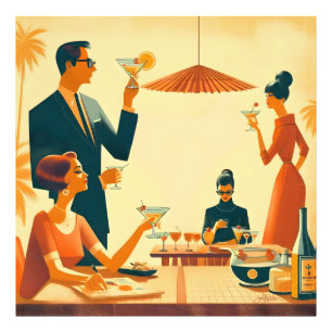 Mid Century Modern The Martini Cocktail Kritiker Fototryck