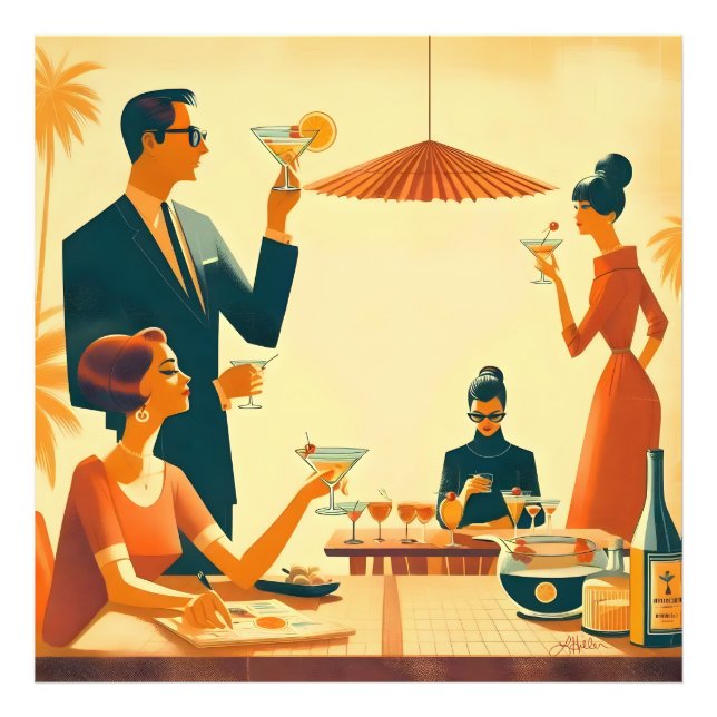 Mid Century Modern The Martini Cocktail Kritiker Fototryck (Framsidan)