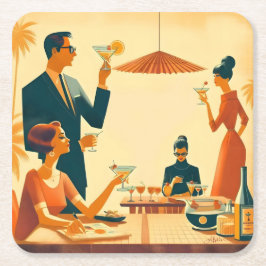 Mid Century Modern The Martini Cocktail Kritiker Underlägg Papper Kvadrat