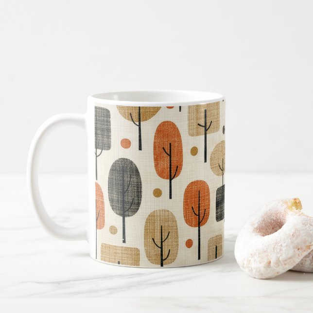 Mid Century Modern Träd Mönster Kaffemugg (Med munk)