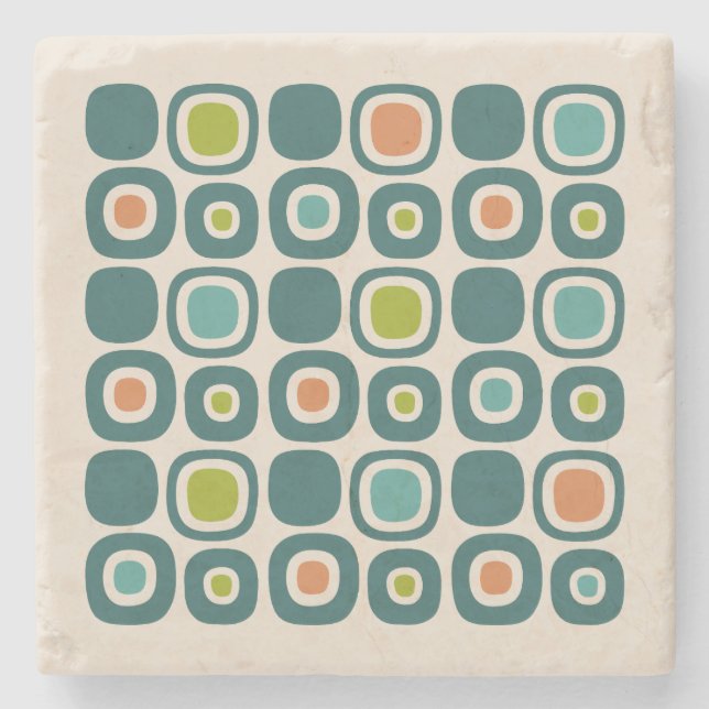 Mid Century Modern Trädgårdsstig Mönster Stenunderlägg (Framsidan)