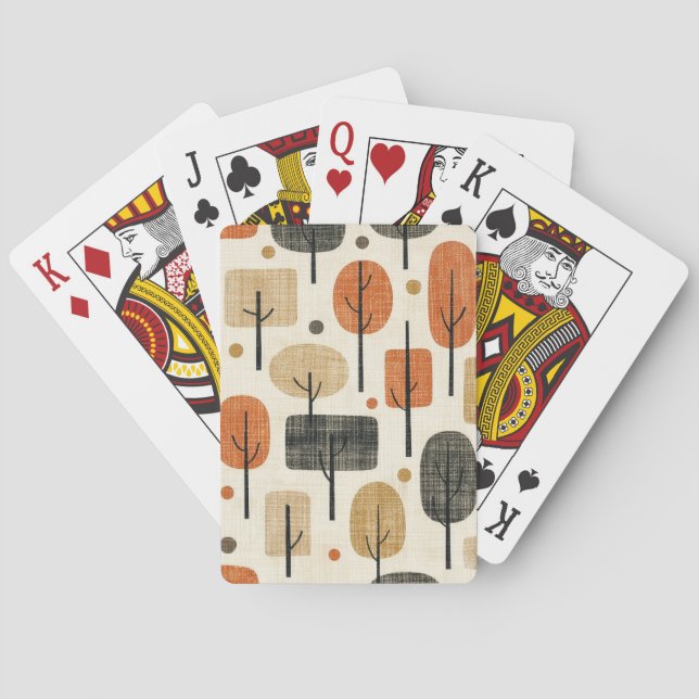 Mid Century Modern Trädmönster Casinokort (Baksidan)