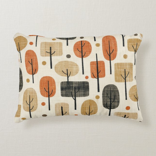 Mid Century Modern Trädmönster Prydnadskudde (Framsidan)