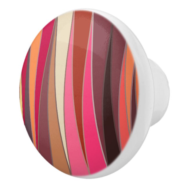 Mid-Century Modern Trianglar, Fuchsia och Brun Knopp (Höger)