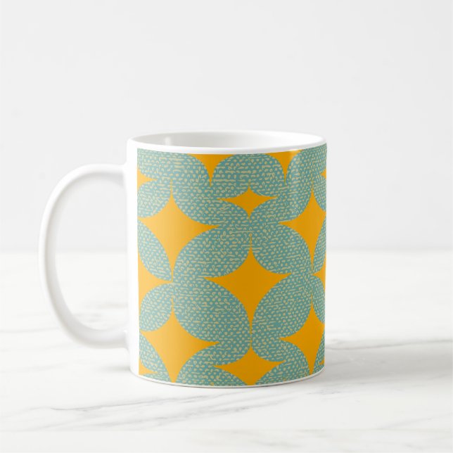 Mid Century Modern Turquoise Diamond  Kaffemugg (Vänster)