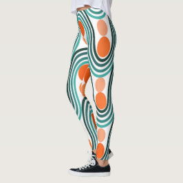 Mid-Century Modern Vågor och Cirklar Leggings