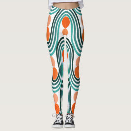 Mid-Century Modern Vågor och Cirklar Leggings