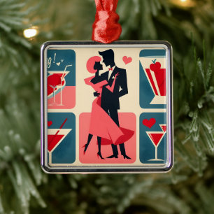 Mid Century Modern Valentine Dancing lite Julgransprydnad Metall
