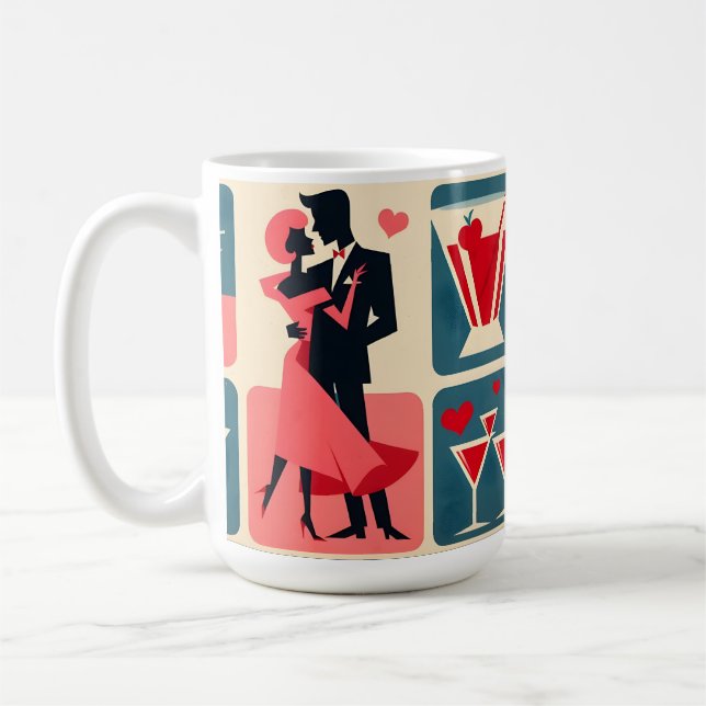 Mid Century Modern Valentine Dancing lite Kaffemugg (Vänster)
