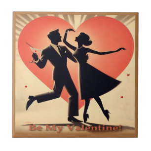 Mid Century Modern Valentine Dancing lite Kakelplatta