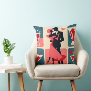 Mid Century Modern Valentine Dancing lite Kudde