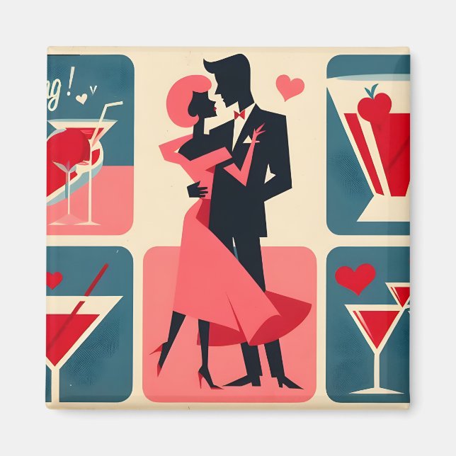 Mid Century Modern Valentine Dancing lite Magnet (Framsidan)