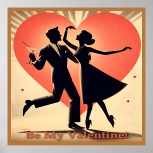 Mid Century Modern Valentine Dancing lite Poster