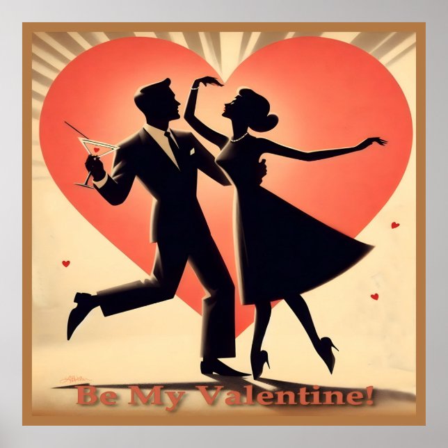 Mid Century Modern Valentine Dancing lite Poster (Framsidan)