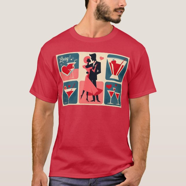 Mid Century Modern Valentine Dancing lite T Shirt (Framsida)