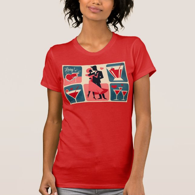 Mid Century Modern Valentine Dancing lite T Shirt (Framsida)