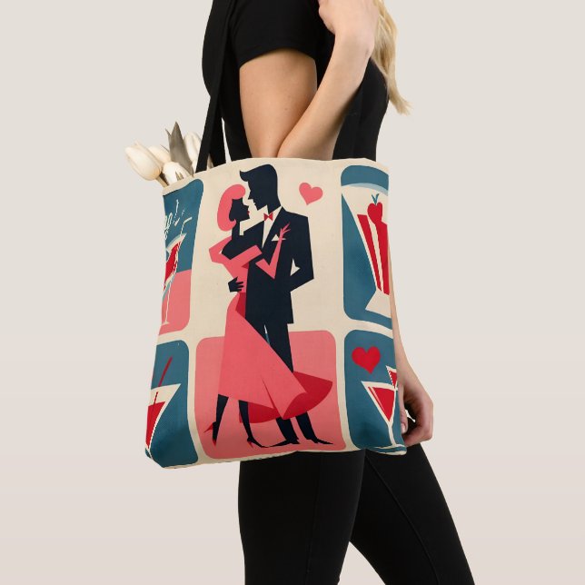 Mid Century Modern Valentine Dancing lite Tygkasse (Närbild)