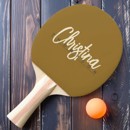Mid-Century Modern Varm Öken Målad Namn Pingisracket
