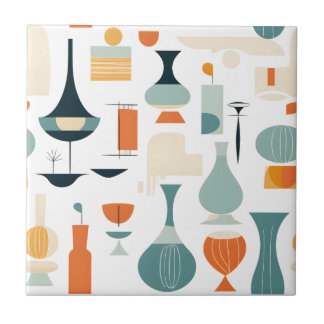Mid Century Modern Vas Shape on White Kakelplatta