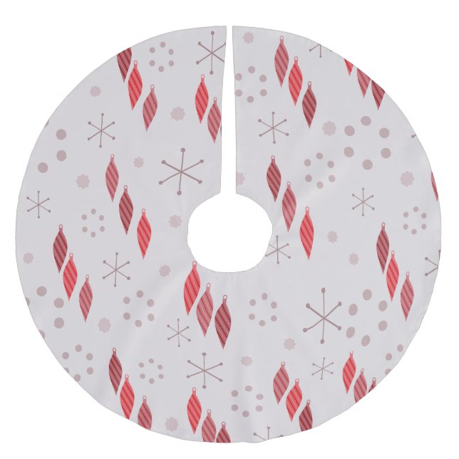 Mid Century Modern Winter Red Julgransmatta Borstad Polyester (Framsidan)