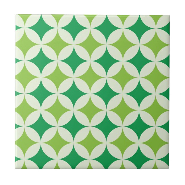 Mid Century moderna White Grönt Starburcles Kakelplatta (Framsidan)