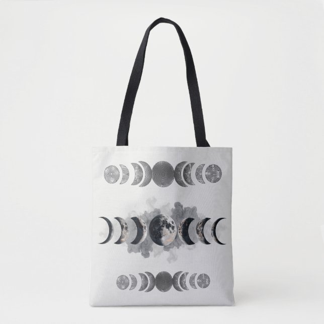 Mid-Century Moon Phases Totem Poster | Bauhaus Geo Tygkasse (Framsida)